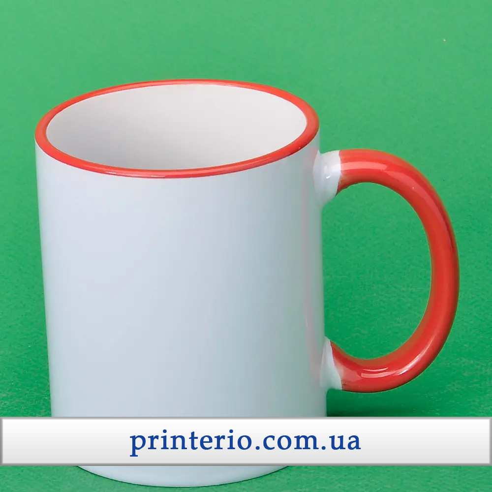 Чашка для сублимации Sublime белая с лого цветной ободок 330 мл